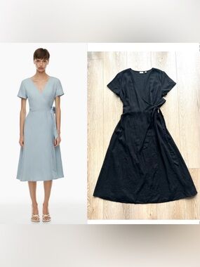 NWOTS Babaton Dern Linen Midi Dress Sz L Black